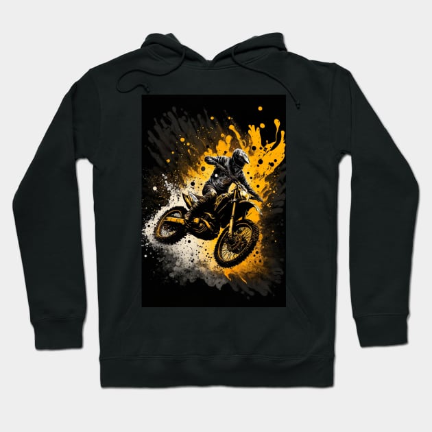 Dirt Bike With Paint Orange Splash Design Hoodie by KoolArtDistrict